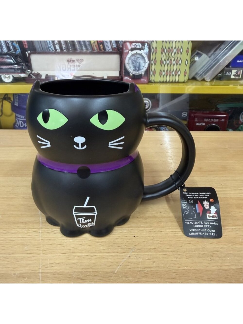 Tim Hortons Halloween Black Cat Mug Heat Changing Color Coffee Cup 2025 NWT